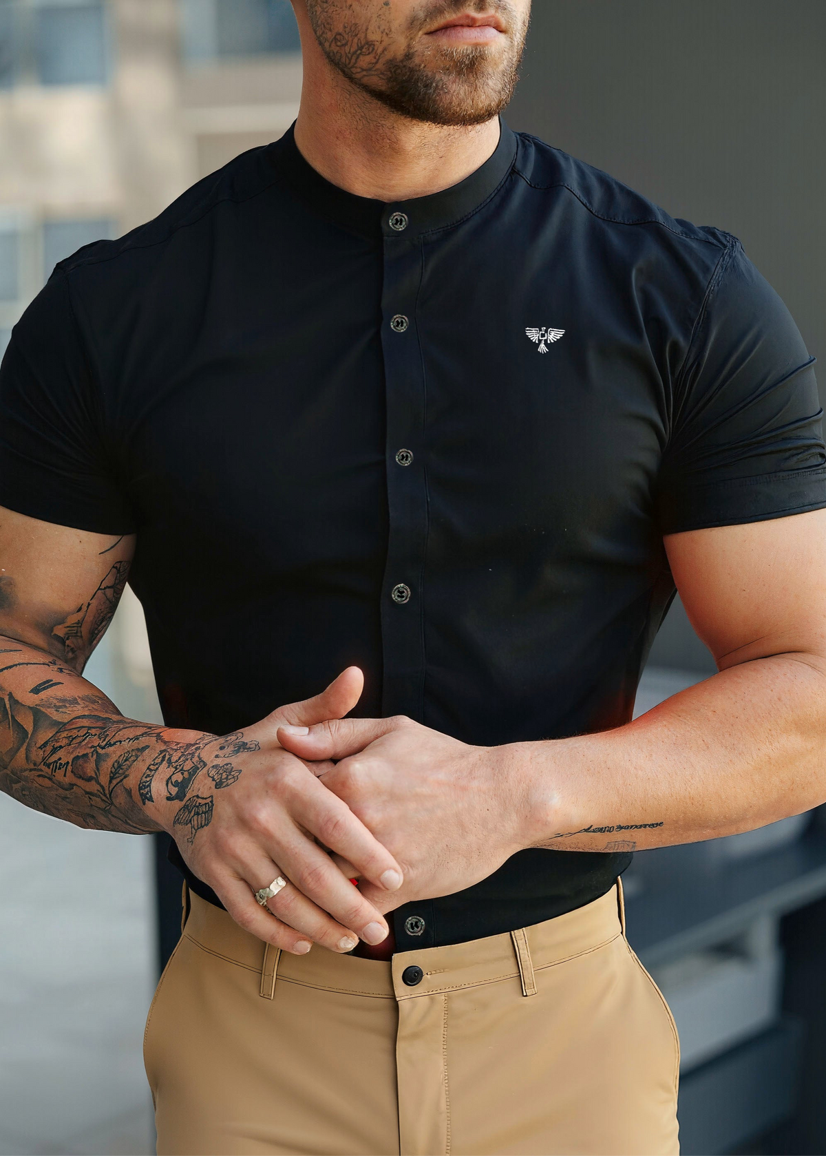 Vulcano Slim Fit Banded Collar Shirt