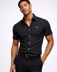 Milano Pinstripe Shirt | Short Sleeve Muscle Fit