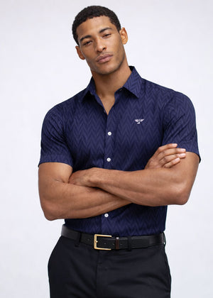 Firenze Chevron Shirt | Short Sleeve Muscle Fit