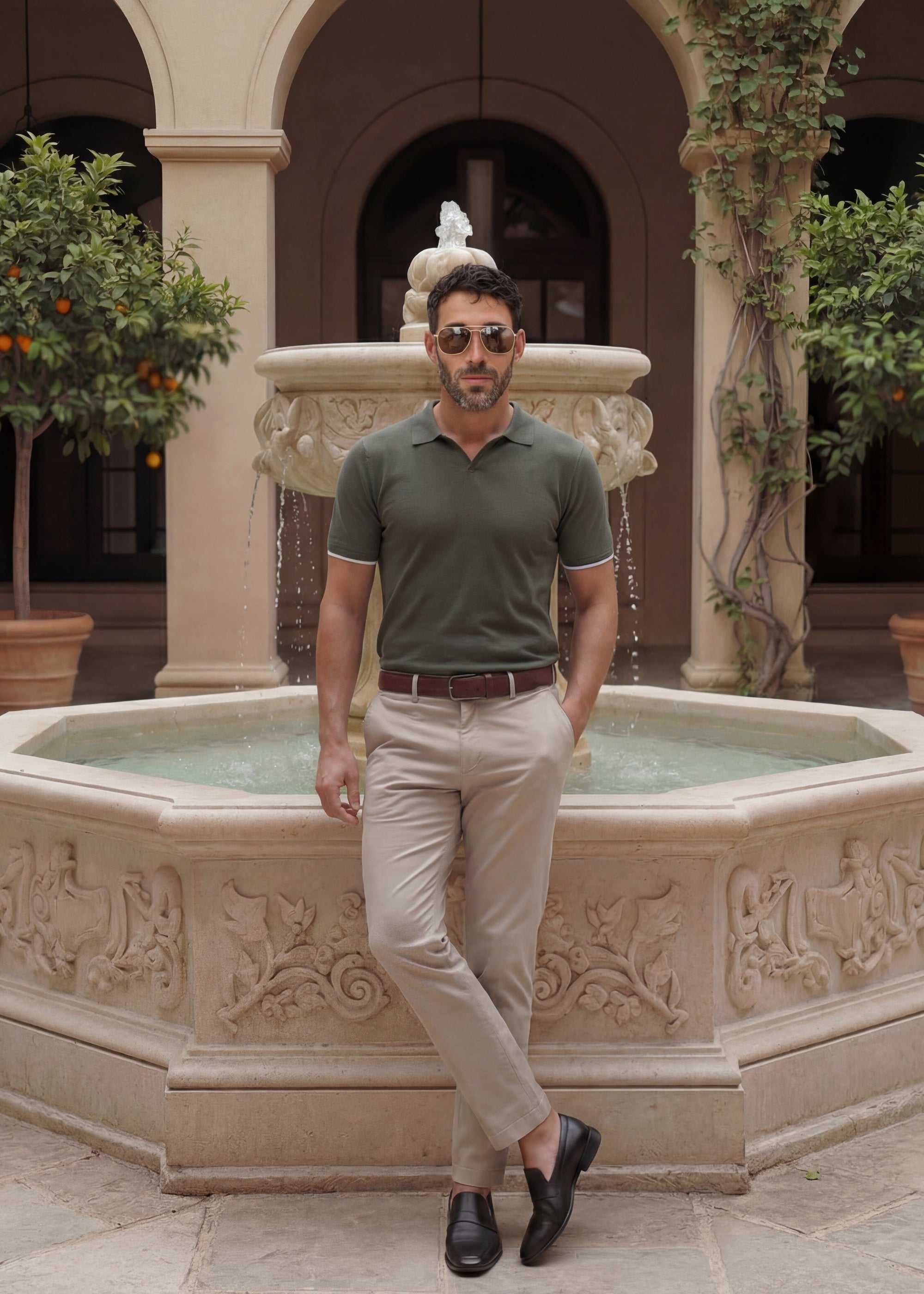 Portofino Polo | Classic Fit Rib Knit - Green