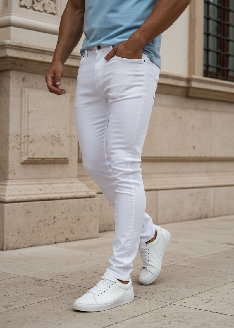 White Torino Jean with light blue tee 5