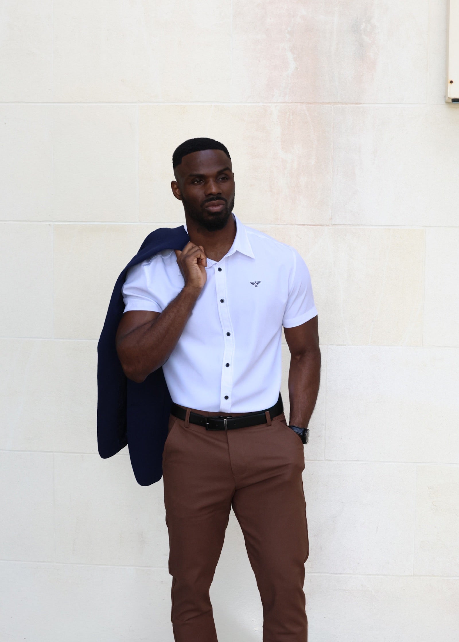 The Luxe Chino in Chocolate, leg and taper